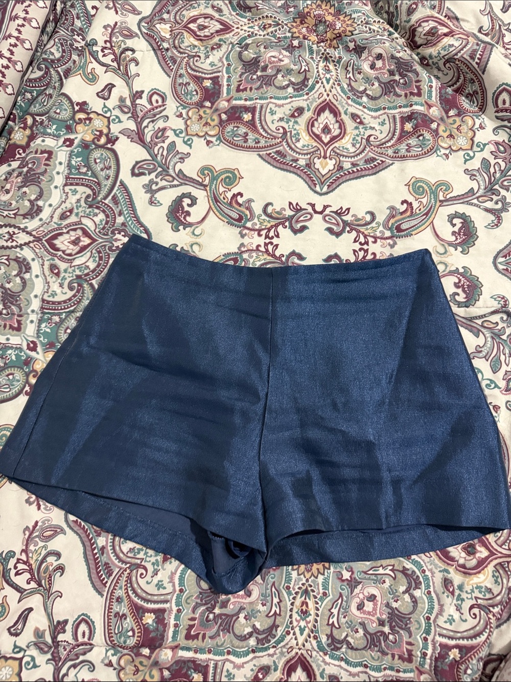 High-Waist Shimmery Navy Dress Shorts